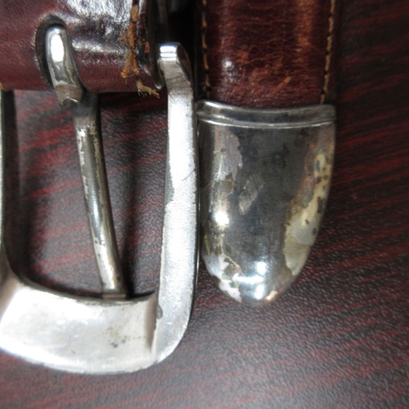 Onyx by Brighton Belt Mens Large Leather Silver Western Hardware 12000 Cowboy - Picture 3 of 11